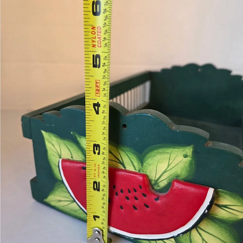 Hand painted Watermelon And Greenery Wooden Tray Folk Art